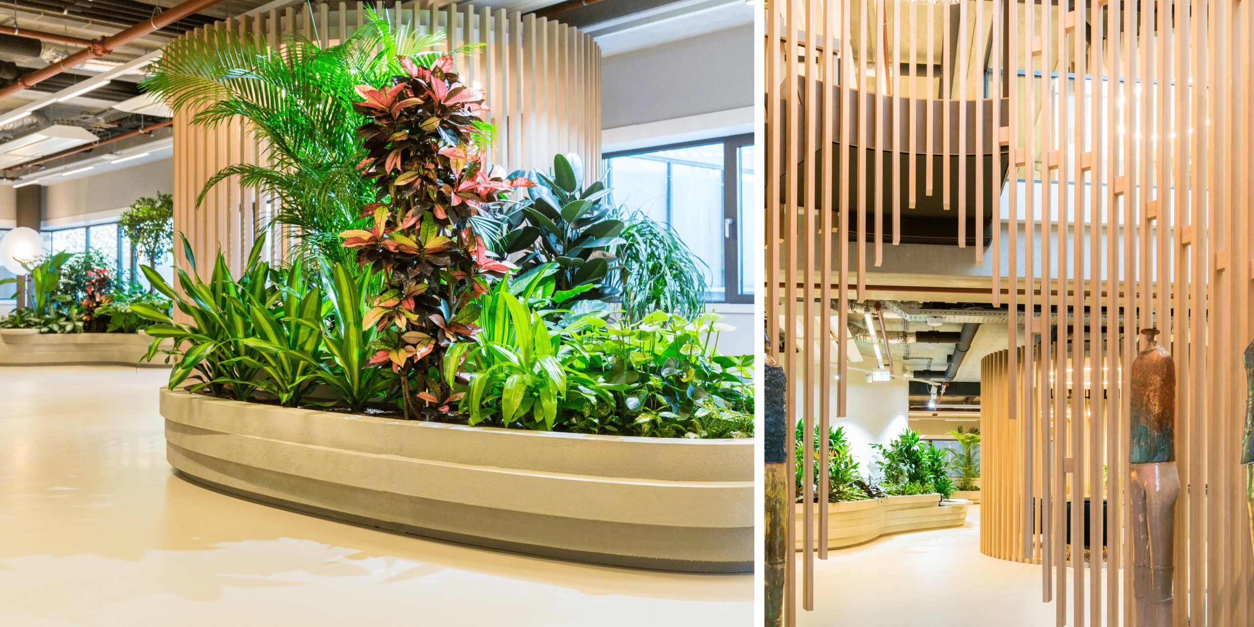 Interieurbeplanting plantenbak decoratie diverse planten op kantoor IG&H
